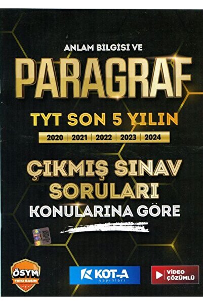 KOTA YAYINLARI SON 5 YIL ÇIKMIŞ PARAGRAF SORU BANKASI