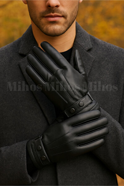 Mihos Erkek Siyah Deri Eldiven