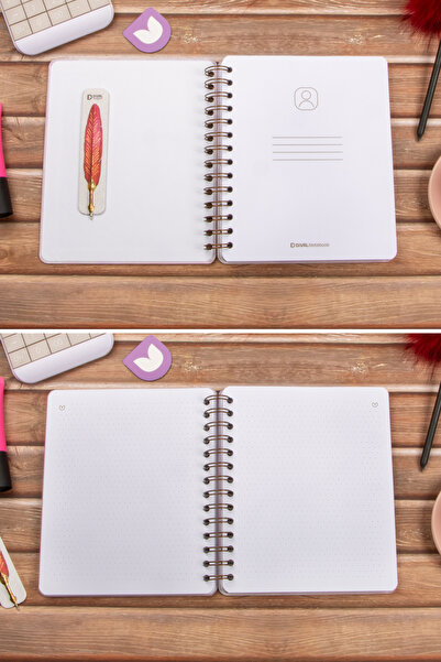 DİVAL 16.5X20 cm Pink Hard Cover Dotted Undated Spiral Note School Notebook