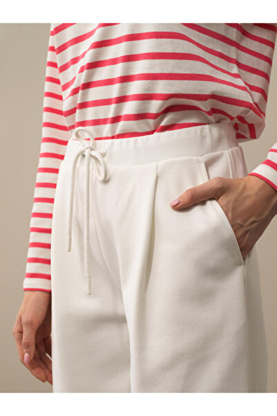 Xint Kadın Kırık Beyaz Pamuk Dokulu Regular Fit Sweat Pantolon