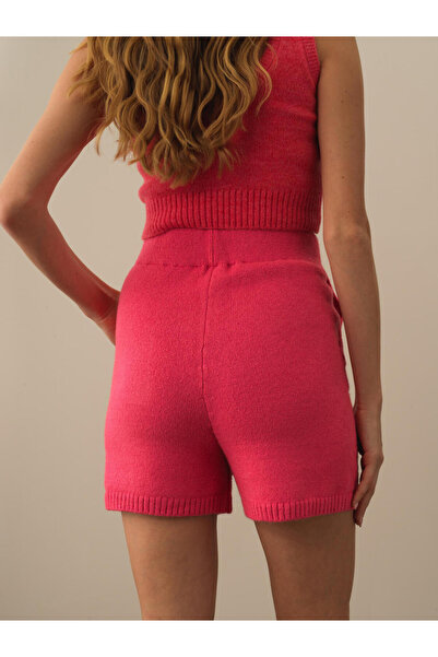 Xint Kadın Pembe Doğal Yün Dokulu Regular Fit Şort