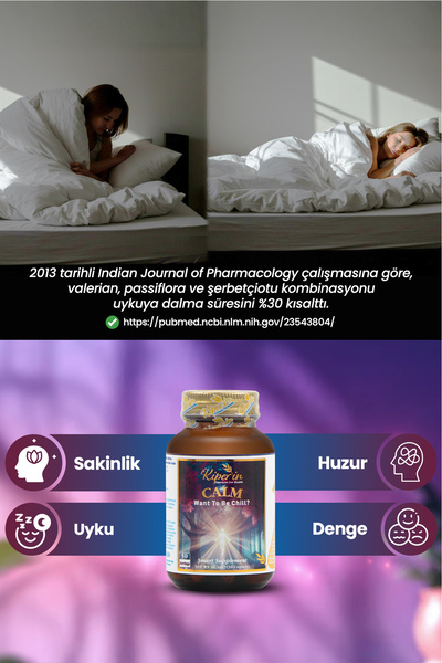 Kiperin Calm ''Relax'' Passiflora, Safran, 5-HTP, Valerian, ... 9 İçerik (30 Günlük) | Akıllı Gıda Takviyesi