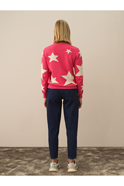 Xint Kadın Pembe Pamuk Dokulu Regular Fit Kazak