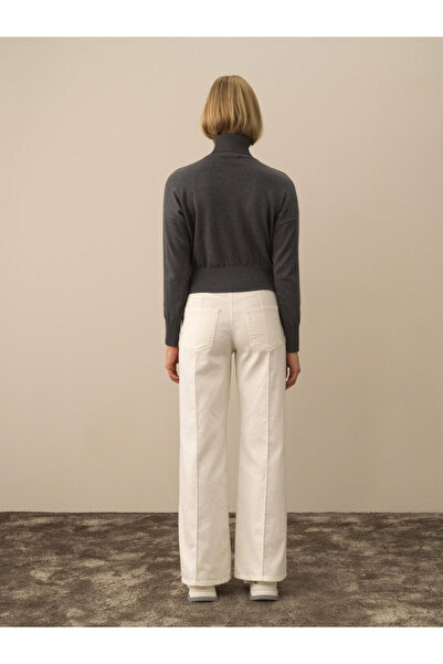 Xint Kadın Koyu Gri Pamuk Dokulu Oversize Kazak