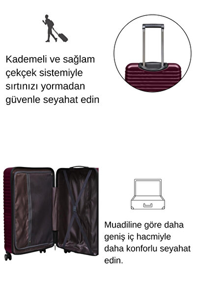 louisiana polo Orta Boy %100 Polikarbon Valiz Bordo 1811