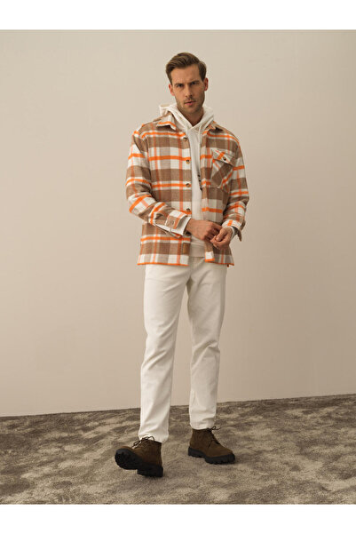 Xint Erkek Turuncu Regular Fit Ekose Gömlek