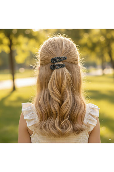 AHENK AKSESUAR Antrasit Taşlı Işıltılı 2'li Çıt Çıt Toka