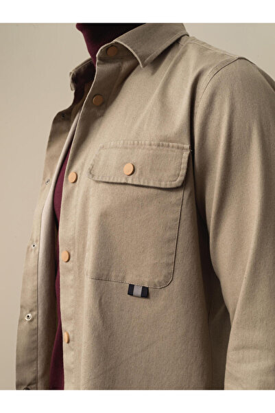 Xint Erkek Bej Pamuk Dokulu Regular Fit Gömlek