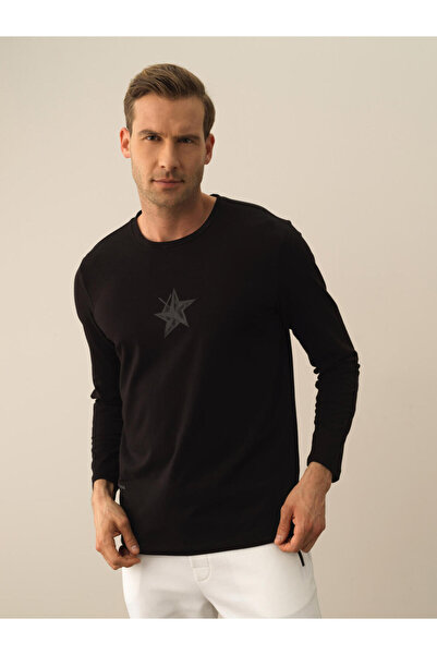 Xint Erkek Siyah Modal Baskılı Tişört
