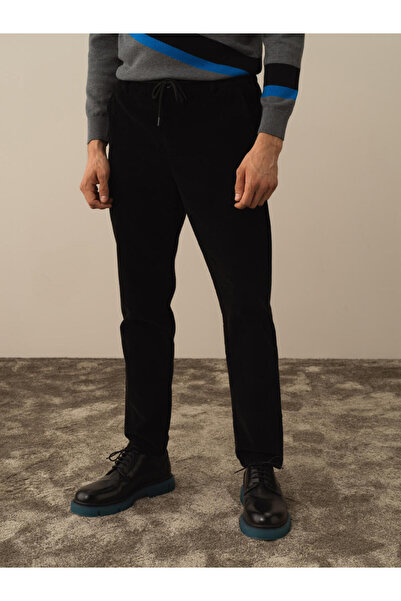 Xint Erkek Siyah Regular Fit Kadife Jogger Pantolon