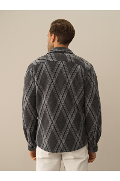 Xint Erkek Koyu Gri Pamuk Dokulu Regular Fit Gömlek