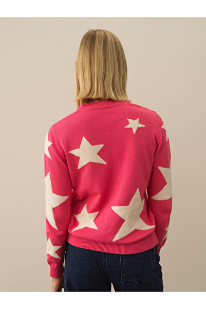 Xint Kadın Pembe Pamuk Dokulu Regular Fit Kazak