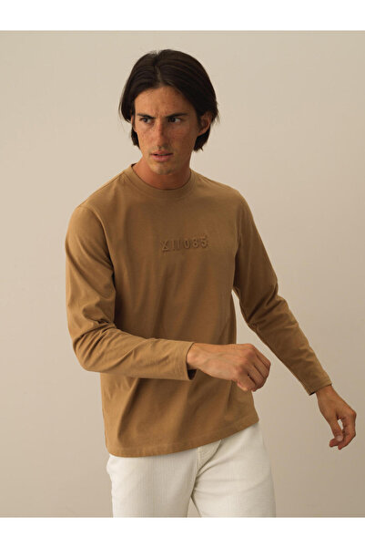 Xint Erkek Camel Regular Fit Baskılı Tişört