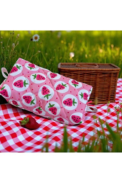 BMP حقيبة تنظيم متعددة الأغراض لحمل أدوات المكياج على شكل فراولة