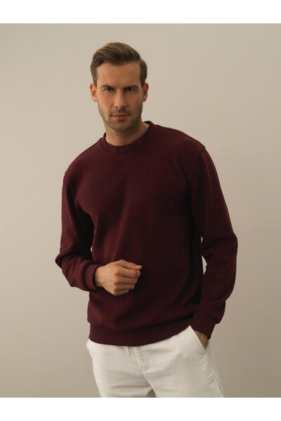 Xint Erkek Bordo Pamuk Dokulu Regular Fit Sweatshirt