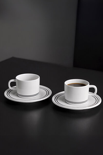 Güral Porselen Mental 4 Parça Çay Fincan Takımı Siyah