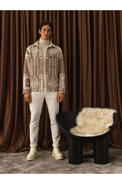 Xint Erkek Camel Regular Fit Desenli Gömlek