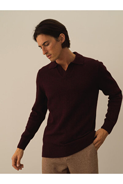 Xint Erkek Bordo Lüks Pamuk Dokulu Regular Fit Kazak