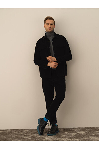 Xint Erkek Siyah Regular Fit Kadife Gömlek Ceket