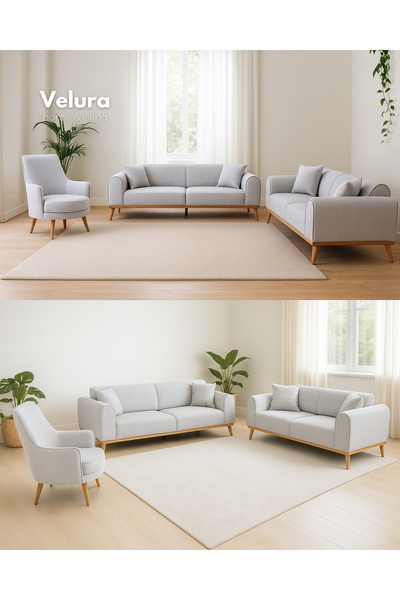 Velura Home & Living Valo Oturma Grubu & Koltuk Takımı (3+3+1+1) - Gri