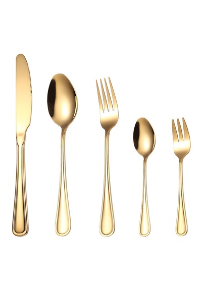 Trendy's Set tacamuri 6 persoane, 30 piese, din inox, TRENDY'S, gold