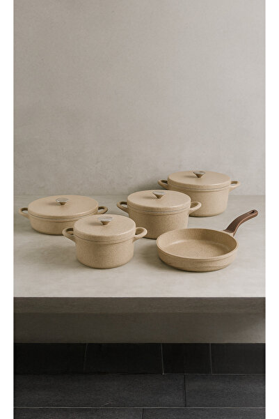 OMS 9Pcs Oven Safe Granite Cookware Set Contains : 20 ,24 .28 Cm Casseroles , 26 Cm Shallow Casserol