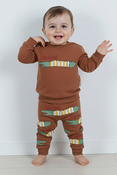 voyyo kids baby طقم أطفال موسمي مطبوع عليه تمساح للأولاد مصنوع من القطن بنسبة...