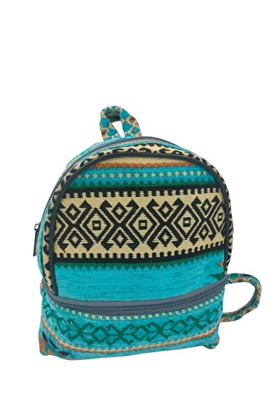 Sports حقيبة ظهر بتصميم سجادة الأناضول مصنوعة يدويًا - تصميم علوي من الجلد - حقيبة سرج