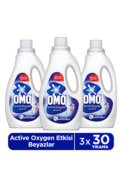 Omo Active Oksijen Etkisi Beyazlar İçin Sıvı Deterjan 1500 ml x3