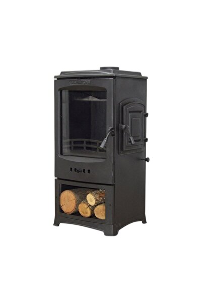 flamestove Lodi Style Tek Camlı Odun Hazneli Füme Döküm Soba