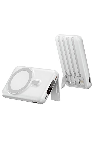 Sunix 10000mAh Powerbank with MagSafe, 4in1 Integrated Cables and Wireless Charging, White