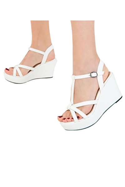 DYG STORE Ahtapot Women's White Wedge Heel Shoes