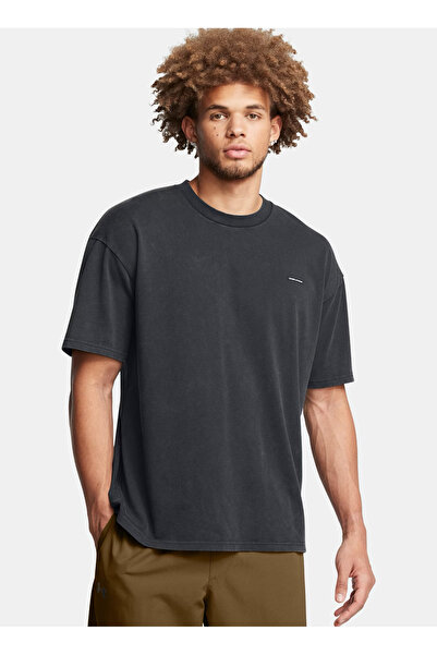 Under Armour 1389147-001-UA M HW OS LOGO WASH SS Siyah Bisiklet Yaka Normal D...