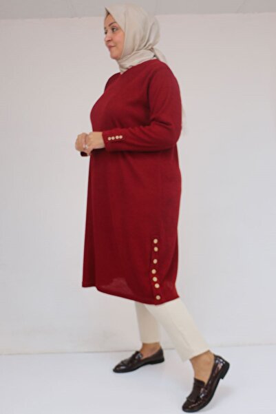 Eslina 58109 Plus Size Mir Tunic with Buttons - Burgundy