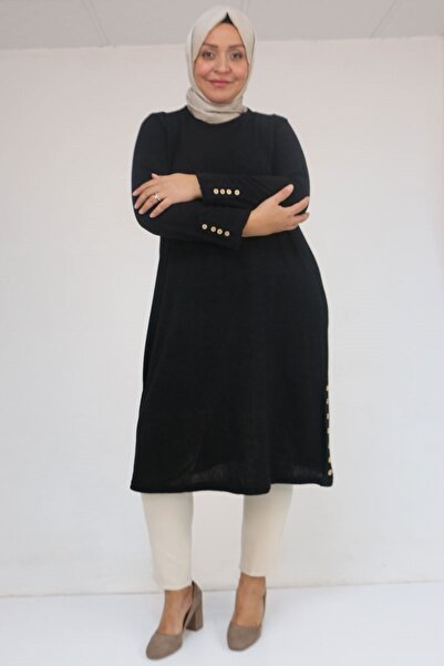 Eslina 58109 Plus Size Mir Tunic with Buttons - Black
