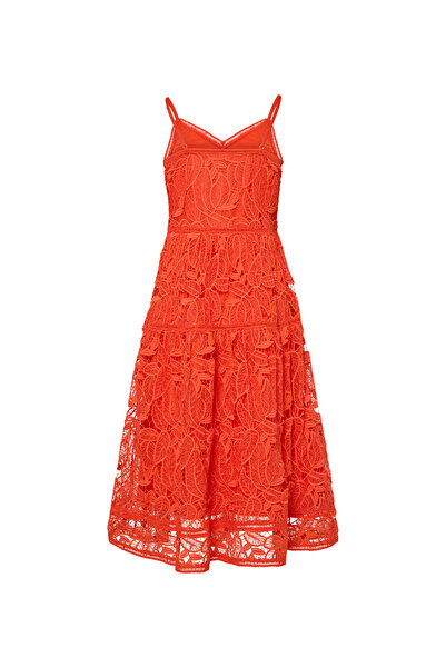 YAS. Yas Kalp Yaka Nakışlı Kırmızı Uzun Kadın Elbise YASLIFA STRAP LONG DRESS - SHOW