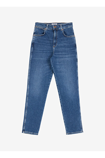 WRANGLER Yüksek Bel Dar Paça Relaxed Mavi Kadın Denim Pantolon W246035XT Mid ...