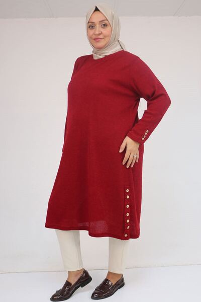 Eslina 58109 Plus Size Mir Tunic with Buttons - Burgundy
