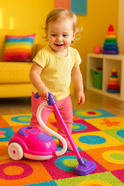 hak-iş oyuncak Renkli Oyuncak Sevimli Elektrikli Süpürge - 34 cm