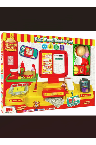 OMZ Süper Market Hamburger Yazar Kasa Seti Kız Oyuncakları Erkek Cocuk Egitici Montessori Oyuncak