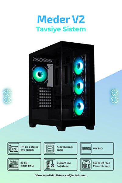 İncehesap Meder V2 R5-7600 32GB 1TB SSD 16GB RTX5070Ti FreeDos Masaüstü Oyunc...