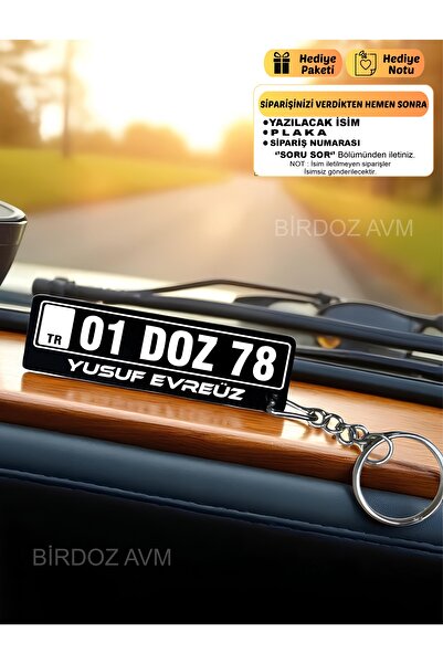 birdoz avm Kişiye Özel Isimli Hediyelik Plaka Siyah Pleksi Anahtarlık Tüm Ara...