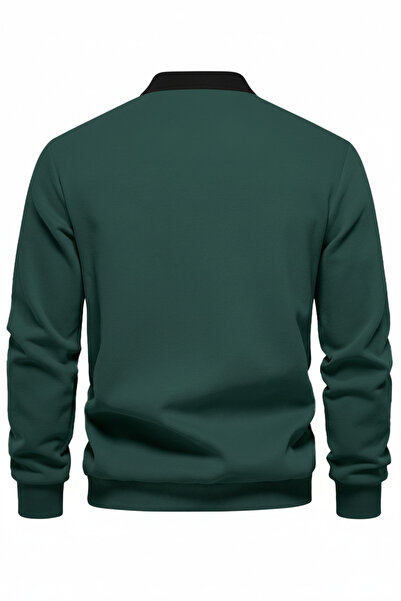 GHASSY CO. Ghassy Co. Erkek Retro Renk Bloklu Pamuklu Gömlek Yaka Sweatshirt