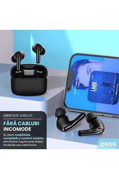 Tribit FlyBuds C1 Wireless In-Ear Headphones, True Wireless, Bluetooth 5.2, Powerful Bass, Black