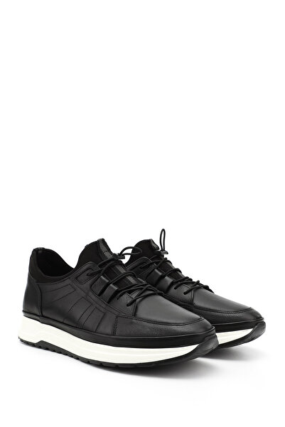 GÖNDERİ(R) Ανδρικό μαύρο Lycra Rubber Laced Γνήσιο δέρμα Comfort Sneaker