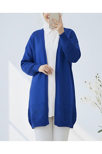 Modamorfo Kötött kardigán pomponokkal a ujjakon és a szoknyán -Saks