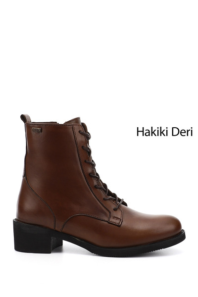 GÖNDERİ(R) Kadın / Kız Taba Antik Fermuarlı Kauçuk Taban Hakiki Deri Postal Bot