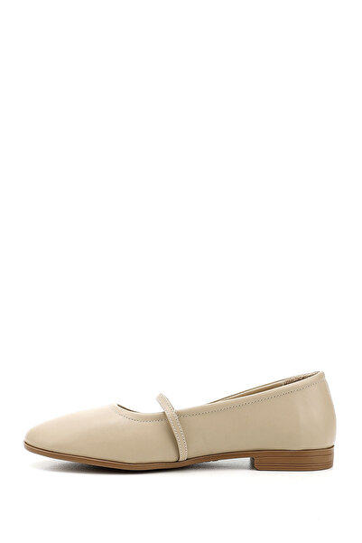 GÖNDERİ(R) Women's Beige Antique Mary Jane Genuine Leather Ballerinas