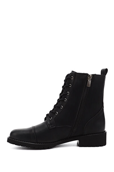 GÖNDERİ(R) Kadın / Kız Siyah Nubuk Fermuarlı Kauçuk Taban Postal Bot