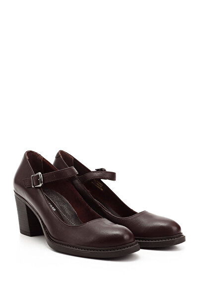 GÖNDERİ(R) Women / Girls Brown Antique Thick Heeled Mary Jane Genuine Leather Shoes